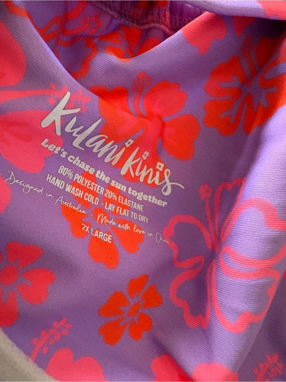 Kulani Kinis Pink & Purple Floral Bikini Top 2XL - Picture 6 of 7